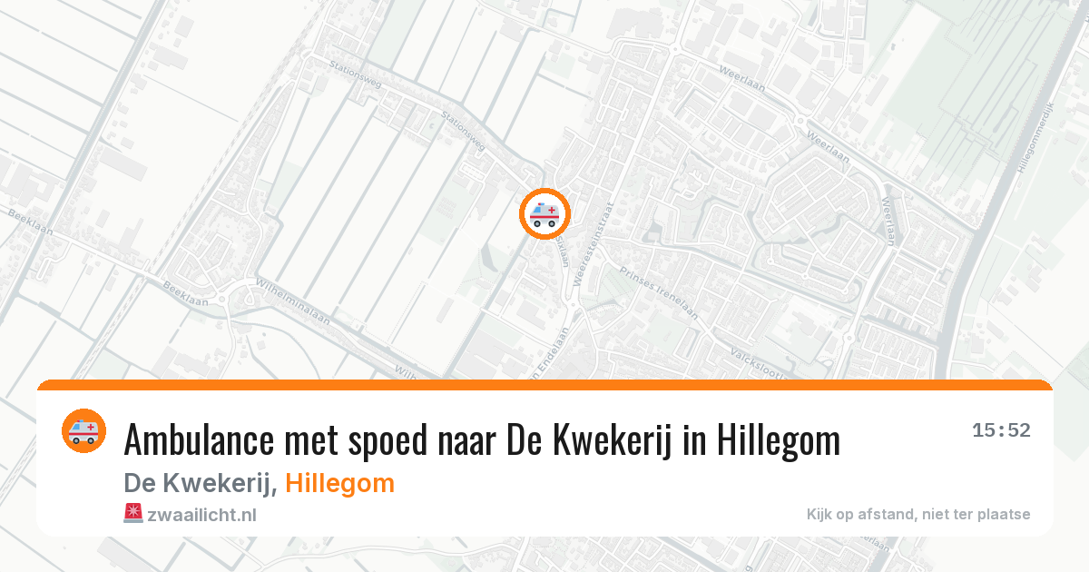 Ambulance met spoed naar De Kwekerij in Hillegom — 19 jun 2026