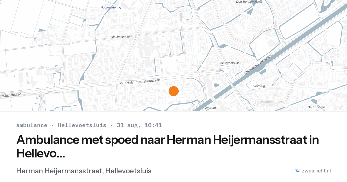 Ambulance met spoed naar Herman Heijermansstraat in Hellevoetsluis — 31 aug 2026