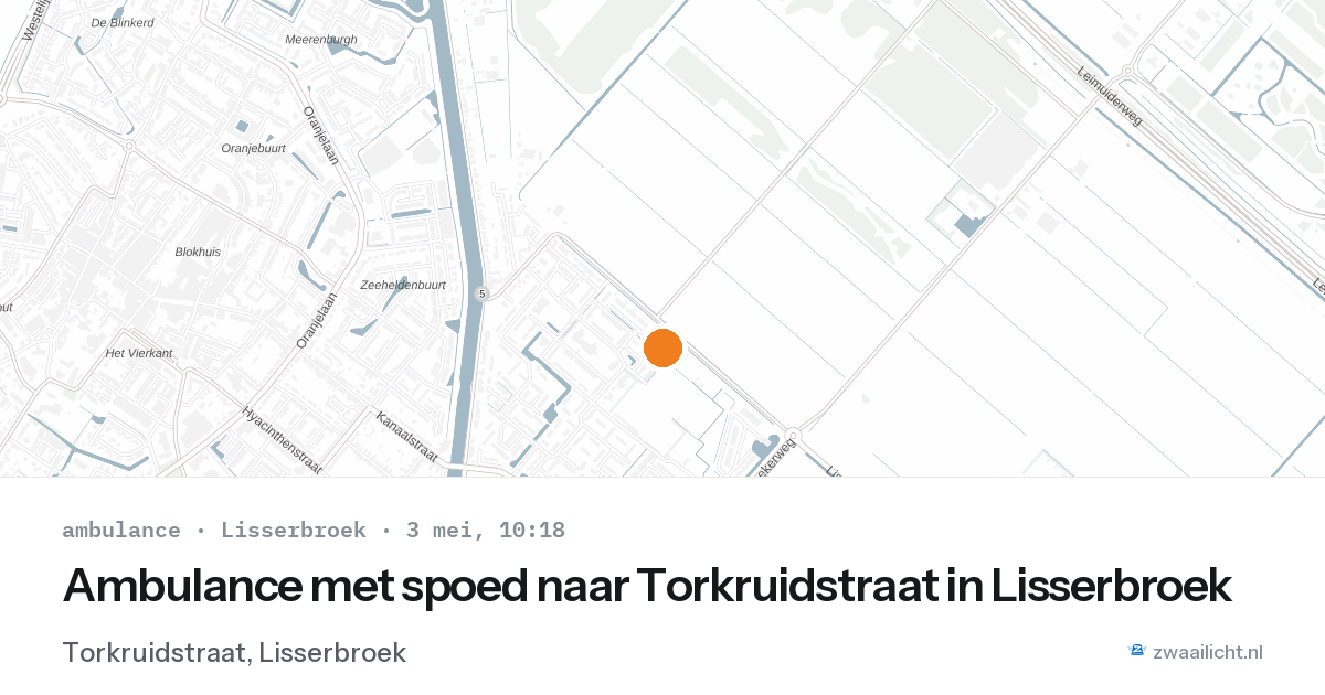 Ambulance met spoed naar Torkruidstraat in Lisserbroek — 3 mei 2026