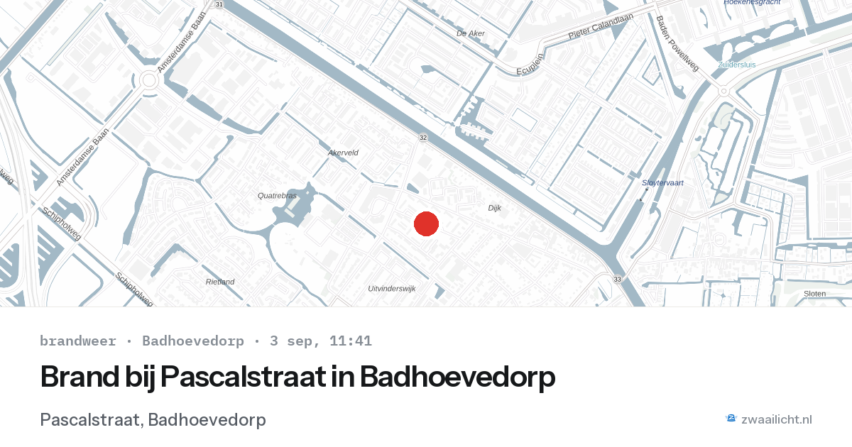 Brand bij Pascalstraat in Badhoevedorp — 3 sep 2026