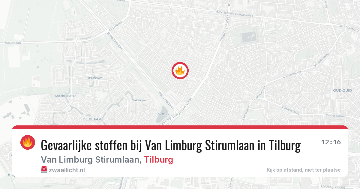 Gevaarlijke stoffen bij Van Limburg Stirumlaan in Tilburg — 2 jul 2026