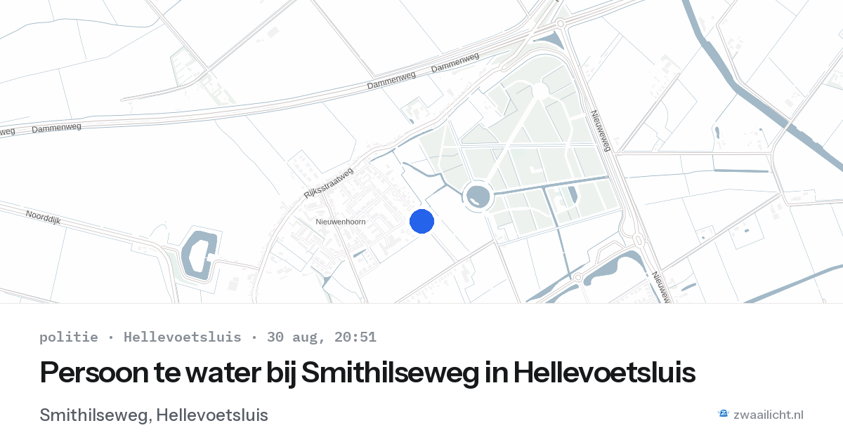 Persoon te water bij Smithilseweg in Hellevoetsluis — 30 aug 2026