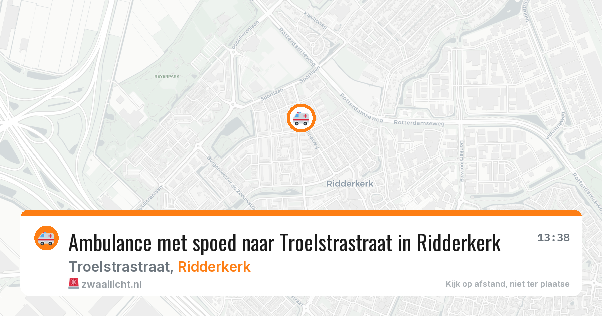 Ambulance met spoed naar Troelstrastraat in Ridderkerk — 5 jul 2026