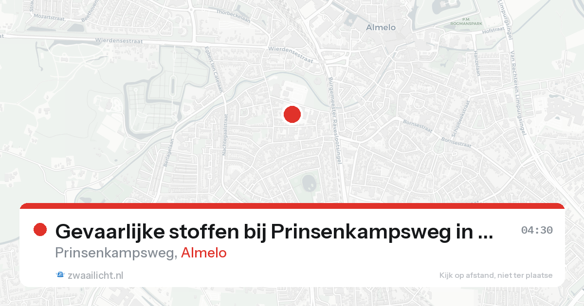 Gevaarlijke stoffen bij Prinsenkampsweg in Almelo — 22 aug 2026