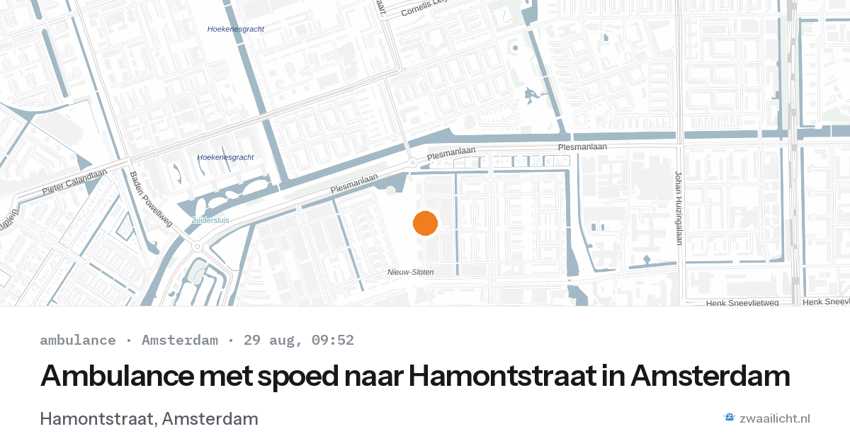 Ambulance met spoed naar Hamontstraat in Amsterdam — 29 aug 2026