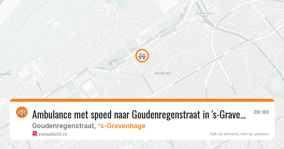 Ambulance met spoed naar Goudenregenstraat in 's-Gravenhage — 10 aug 2026