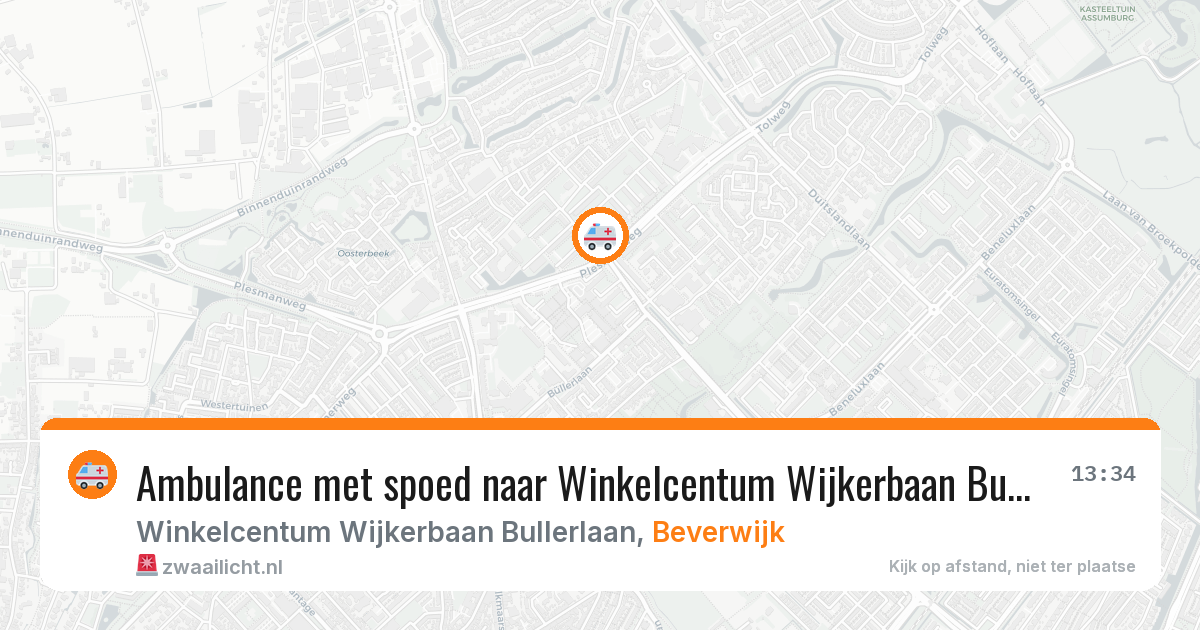 Ambulance met spoed naar Winkelcentum Wijkerbaan Bullerlaan in Beverwijk — 14 aug 2026