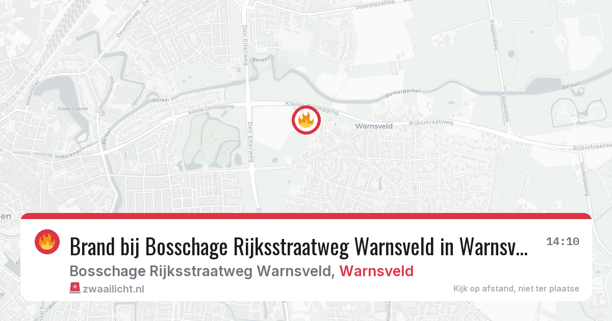 Brand bij Bosschage Rijksstraatweg Warnsveld in Warnsveld — 26 apr 2026