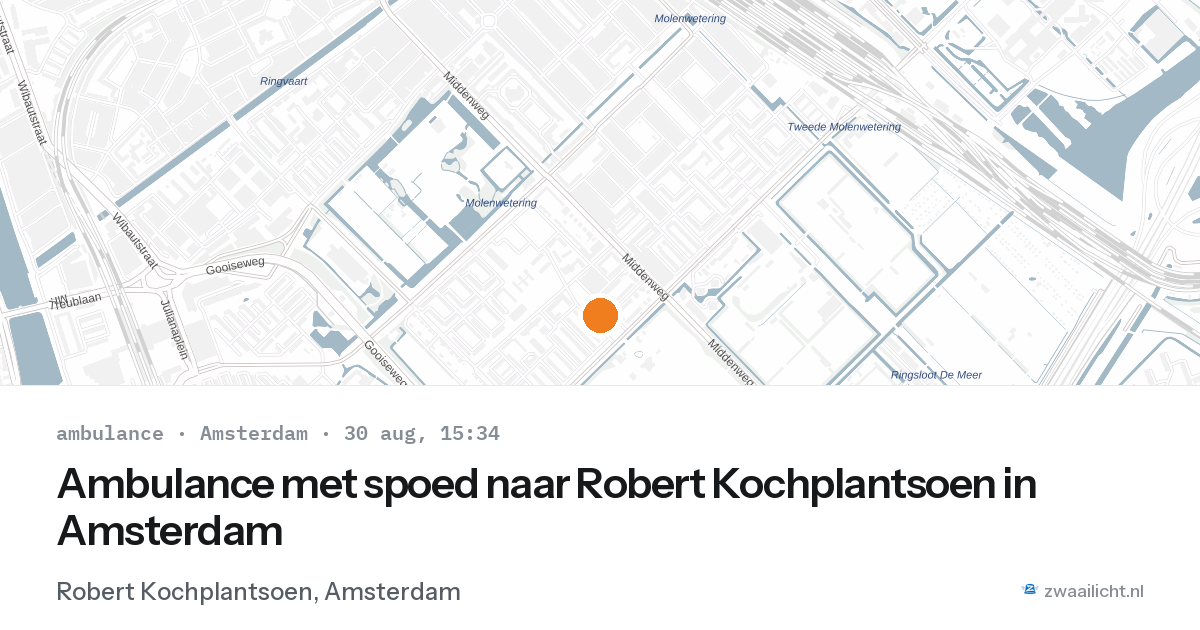 Ambulance met spoed naar Robert Kochplantsoen in Amsterdam — 30 aug 2026