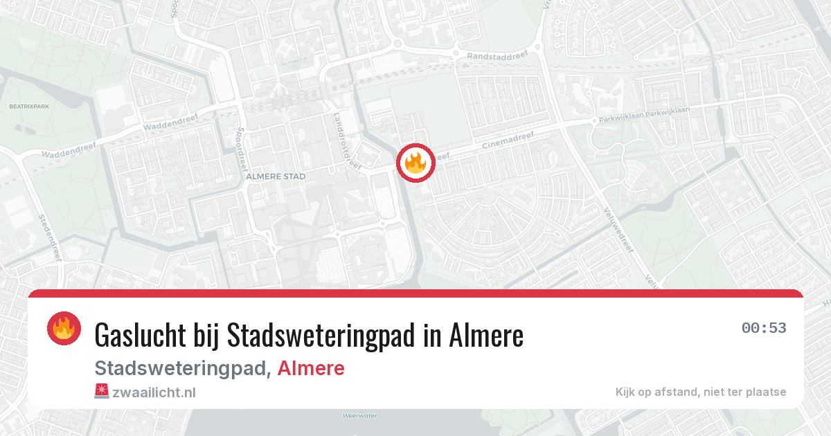 Gaslucht bij Stadsweteringpad in Almere — 4 aug 2026