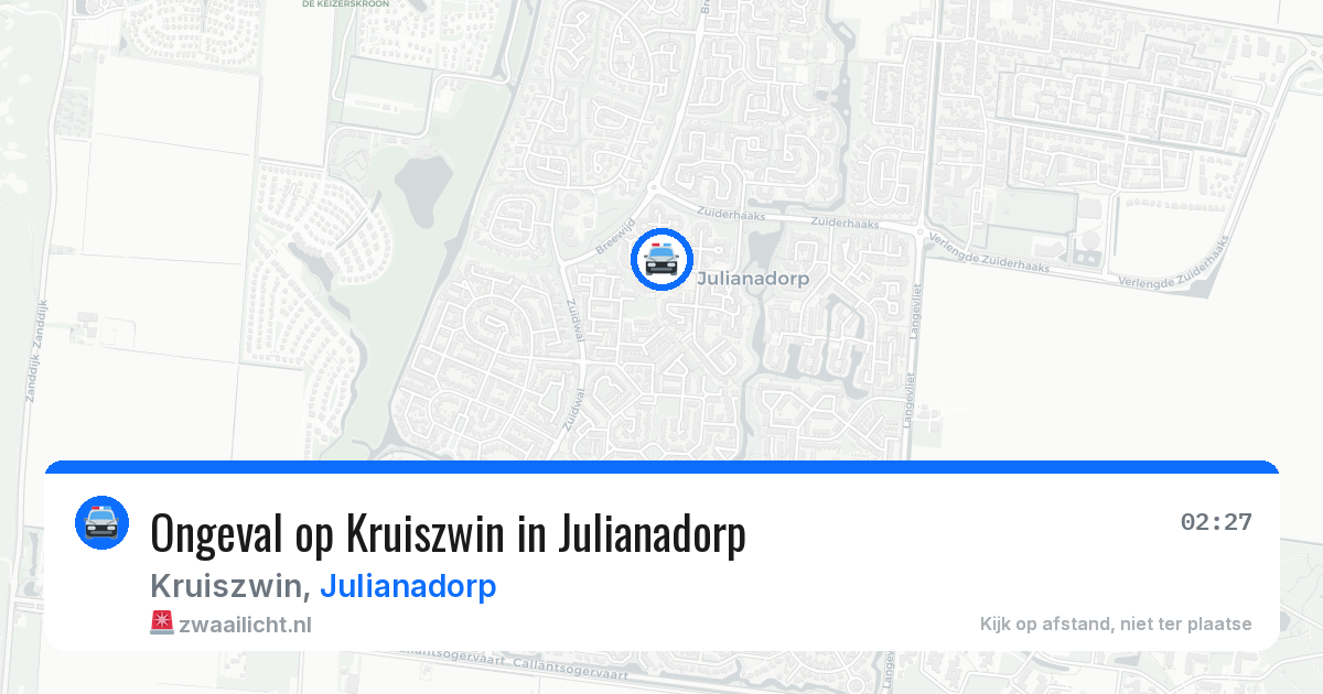 Ongeval op Kruiszwin in Julianadorp — 5 jul 2026