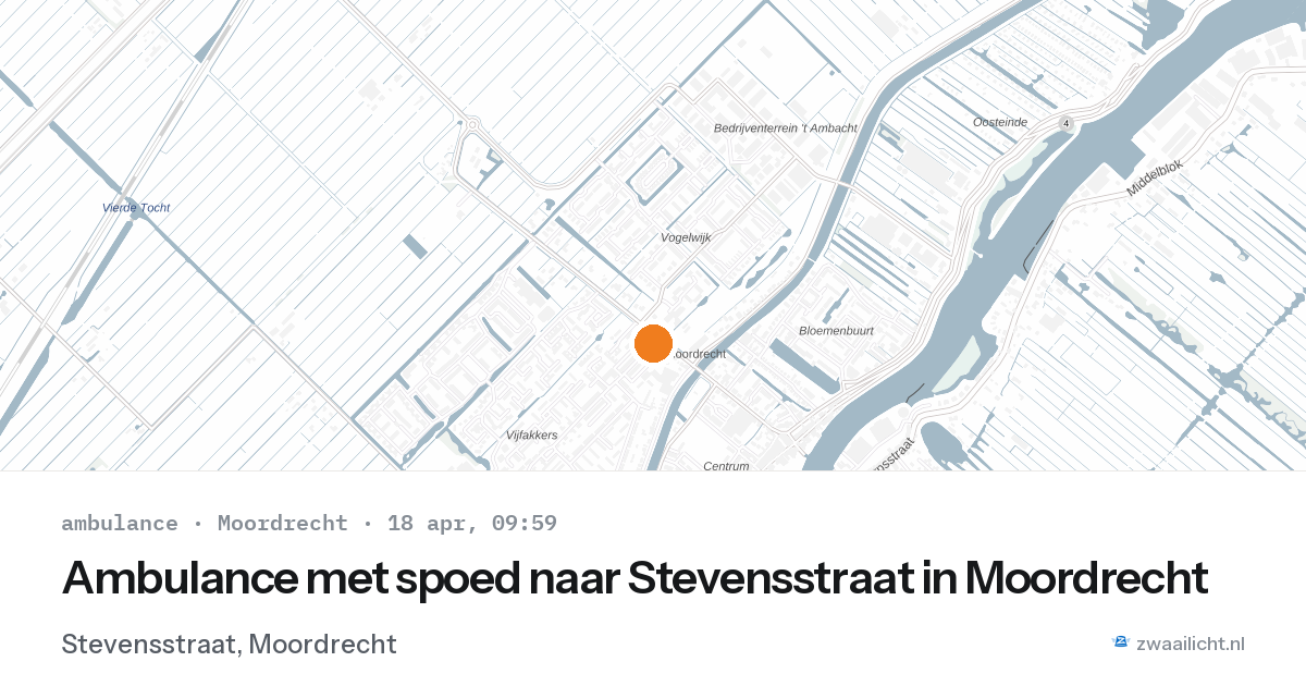 Ambulance met spoed naar Stevensstraat in Moordrecht — 18 apr 2026