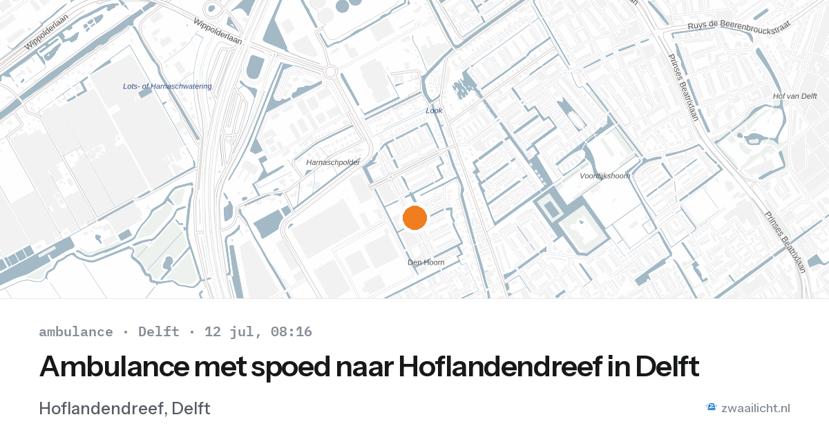 Ambulance met spoed naar Hoflandendreef in Delft — 12 jul 2026