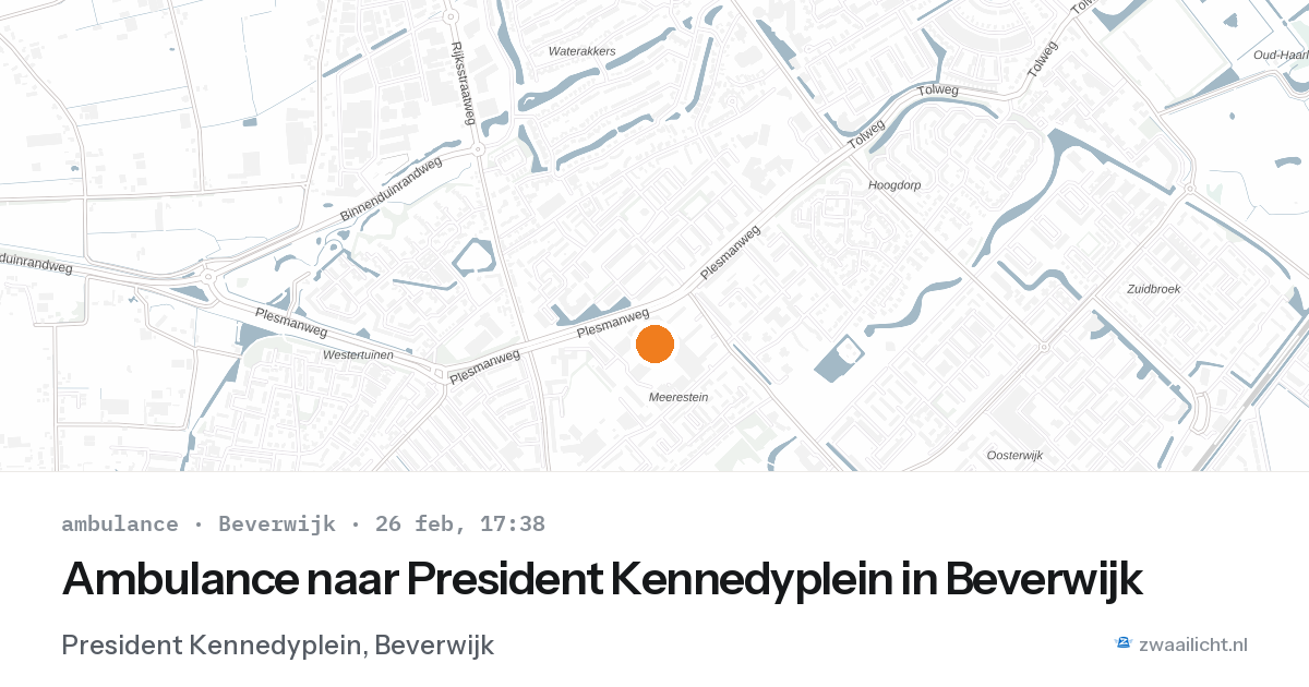 Ambulance naar President Kennedyplein in Beverwijk — 26 feb 2026