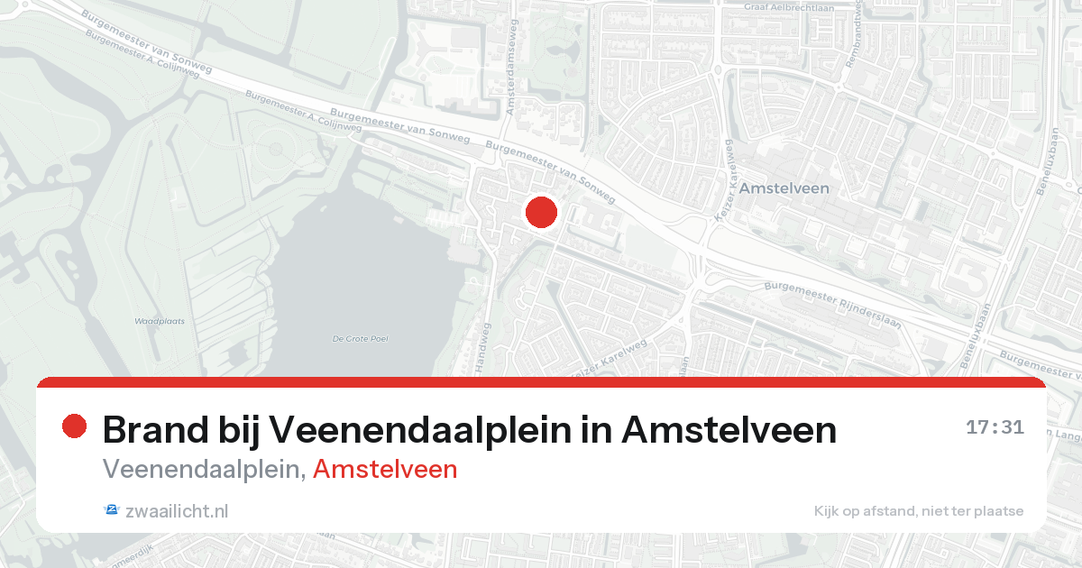 Brand bij Veenendaalplein in Amstelveen — 19 jun 2026