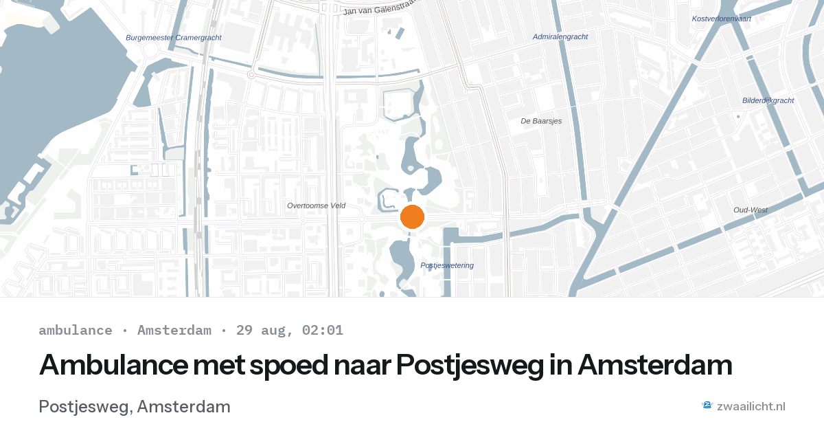 Ambulance met spoed naar Postjesweg in Amsterdam — 29 aug 2026