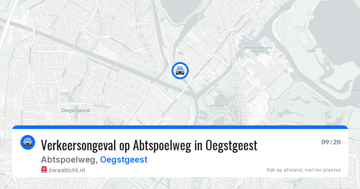Verkeersongeval op Abtspoelweg in Oegstgeest — 11 apr 2026