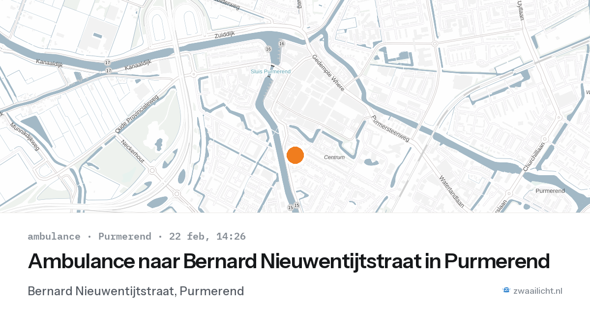 Ambulance naar Bernard Nieuwentijtstraat in Purmerend — 22 feb 2026