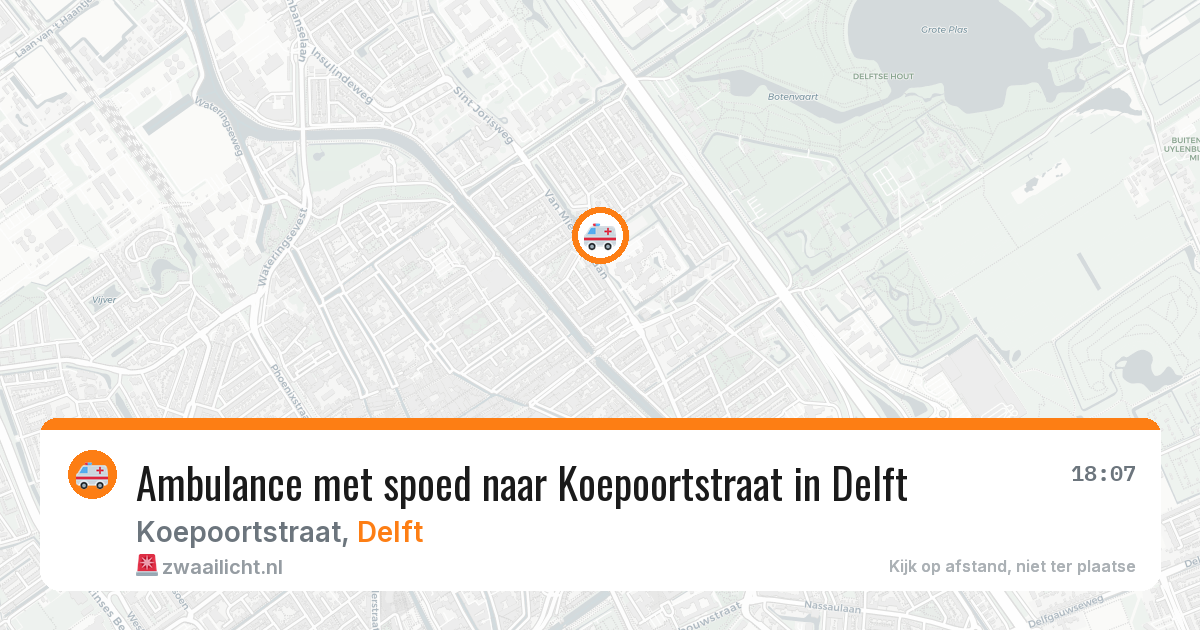 Ambulance met spoed naar Koepoortstraat in Delft — 28 jun 2026