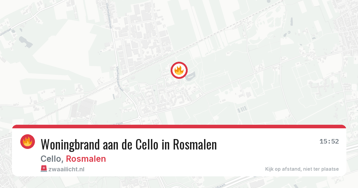 Woningbrand aan de Cello in Rosmalen — 25 apr 2026