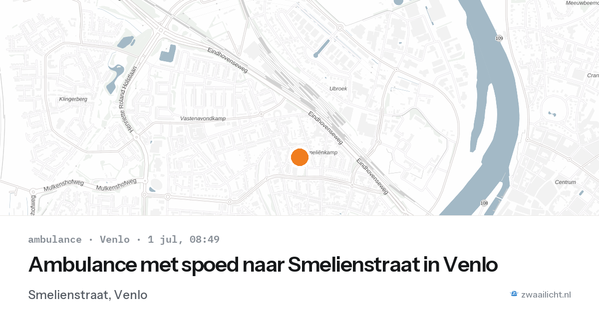 Ambulance met spoed naar Smelienstraat in Venlo — 1 jul 2026