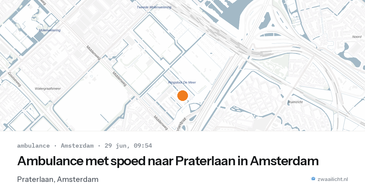 Ambulance met spoed naar Praterlaan in Amsterdam — 29 jun 2026