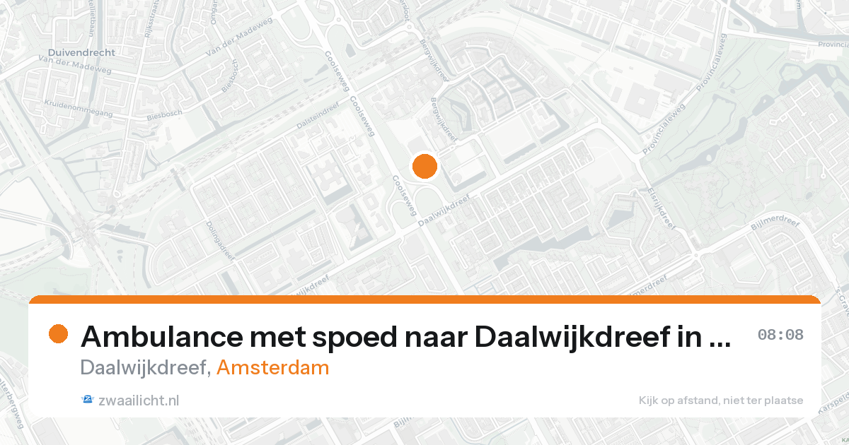 Ambulance met spoed naar Daalwijkdreef in Amsterdam — 17 aug 2026