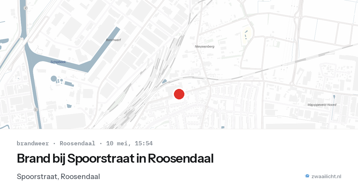 Brand bij Spoorstraat in Roosendaal — 10 mei 2026