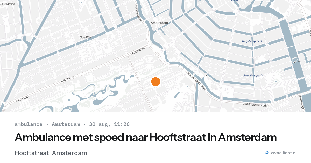 Ambulance met spoed naar Hooftstraat in Amsterdam — 30 aug 2026