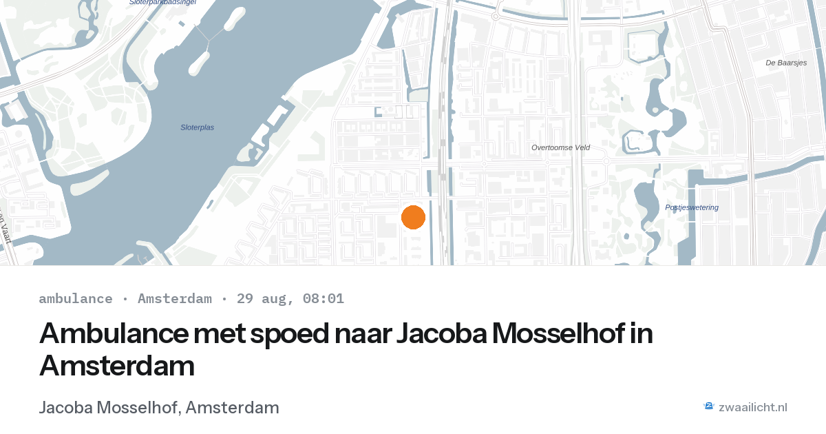 Ambulance met spoed naar Jacoba Mosselhof in Amsterdam — 29 aug 2026