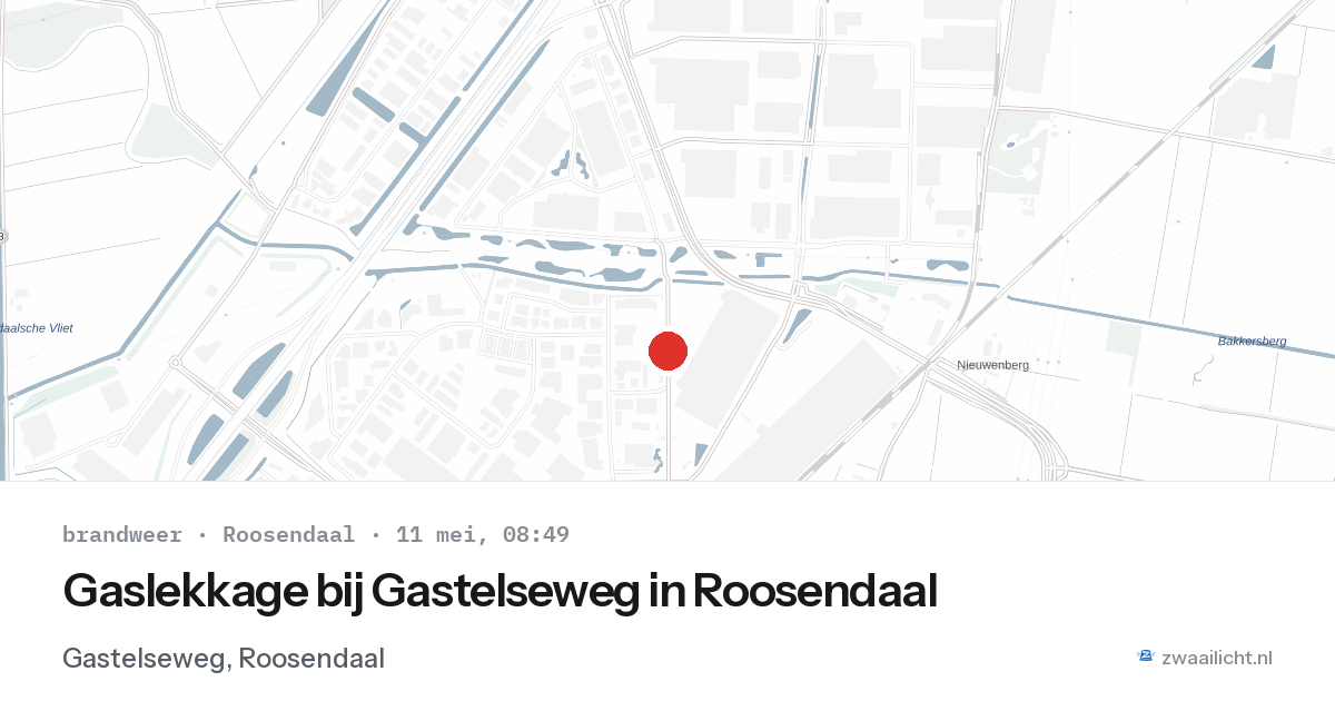 Gaslekkage bij Gastelseweg in Roosendaal — 11 mei 2026