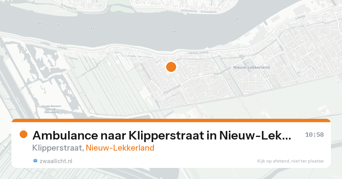 Ambulance naar Klipperstraat in Nieuw-Lekkerland — 24 aug 2026