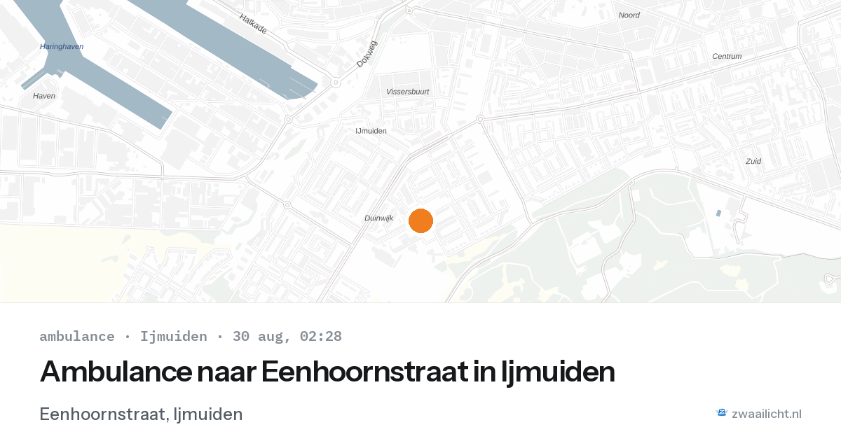 Ambulance naar Eenhoornstraat in Ijmuiden — 30 aug 2026