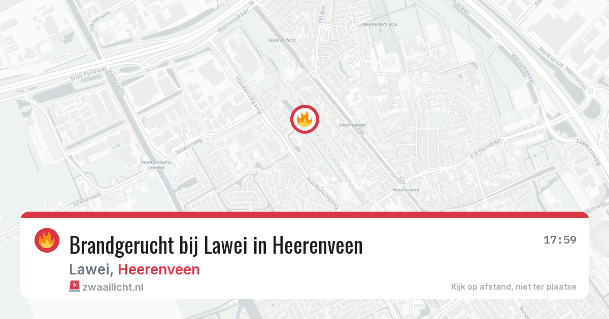 Brandgerucht bij Lawei in Heerenveen — 23 jun 2026