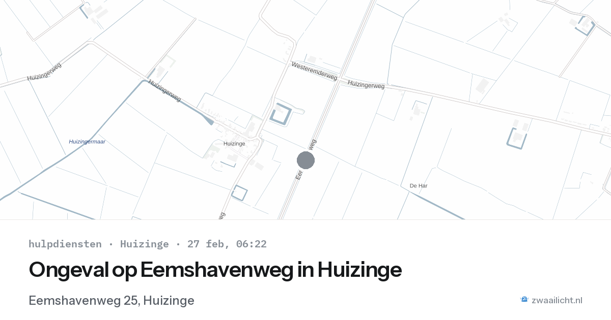 Ongeval op Eemshavenweg in Huizinge — 27 feb 2026