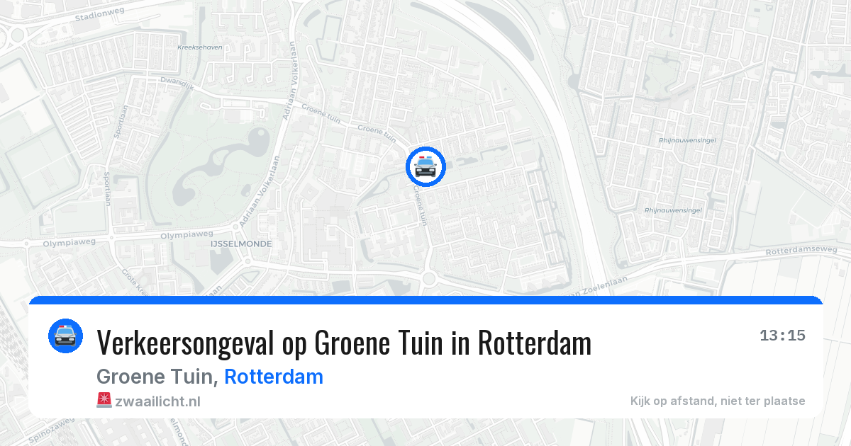Verkeersongeval op Groene Tuin in Rotterdam — 16 mrt 2026