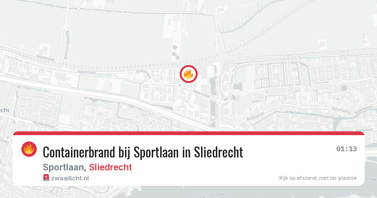 Containerbrand bij Sportlaan in Sliedrecht — 10 jul 2026