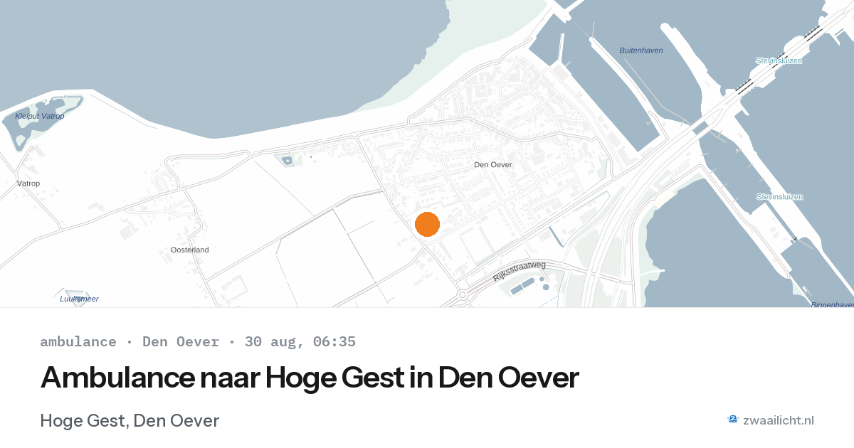 Ambulance naar Hoge Gest in Den Oever — 30 aug 2026