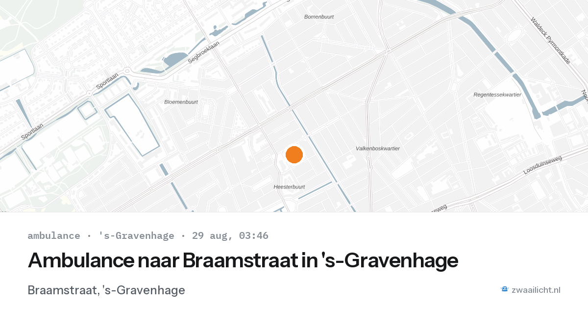 Ambulance naar Braamstraat in 's-Gravenhage — 29 aug 2026