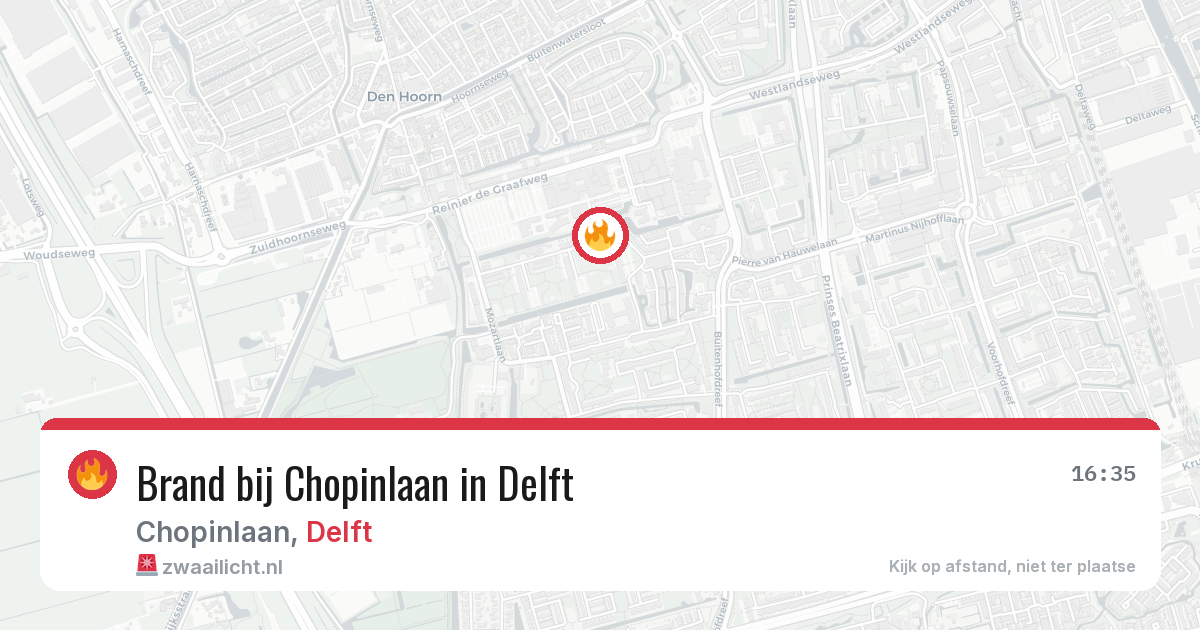 Brand bij Chopinlaan in Delft — 16 jun 2026