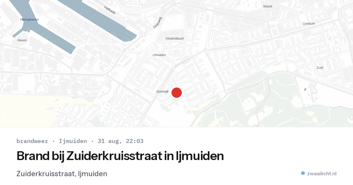 Brand bij Zuiderkruisstraat in Ijmuiden — 31 aug 2026