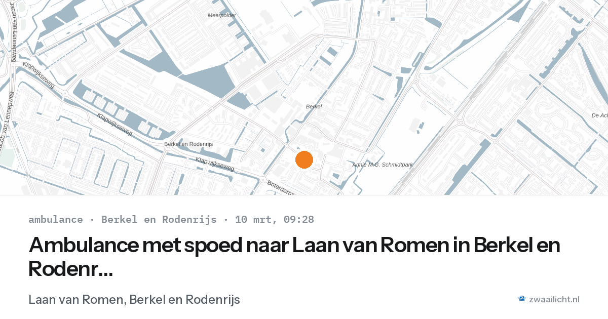 Ambulance met spoed naar Laan van Romen in Berkel en Rodenrijs — 10 mrt 2026