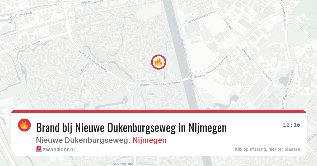 Brand bij Nieuwe Dukenburgseweg in Nijmegen — 4 aug 2026
