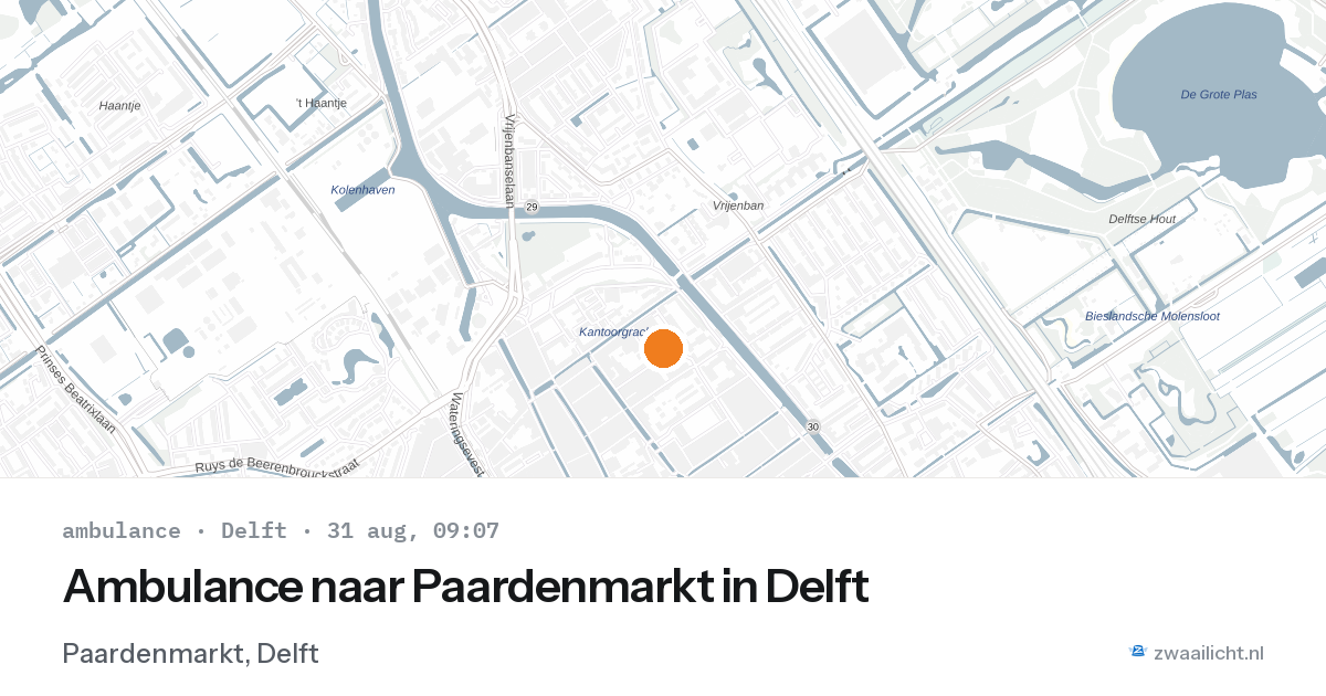 Ambulance naar Paardenmarkt in Delft — 31 aug 2026