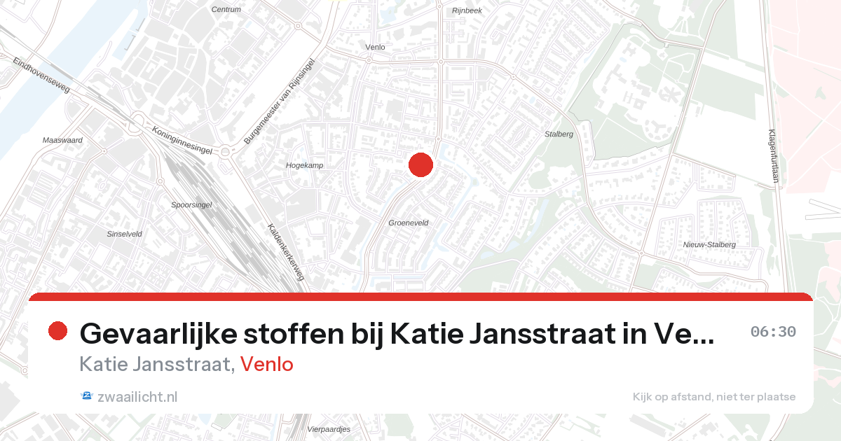Gevaarlijke stoffen bij Katie Jansstraat in Venlo — 13 aug 2026