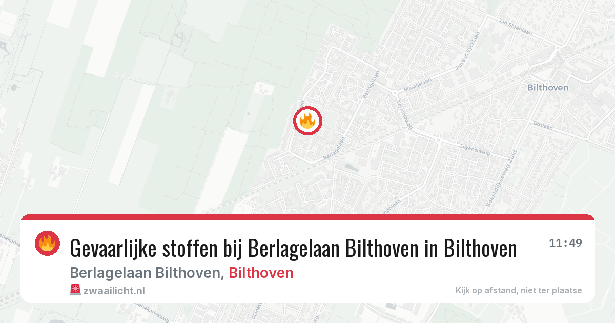 Gevaarlijke stoffen bij Berlagelaan Bilthoven in Bilthoven — 1 apr 2026
