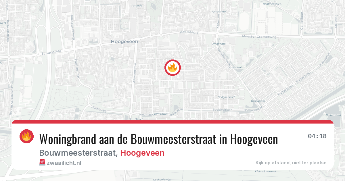 Woningbrand aan de Bouwmeesterstraat in Hoogeveen — 9 aug 2026