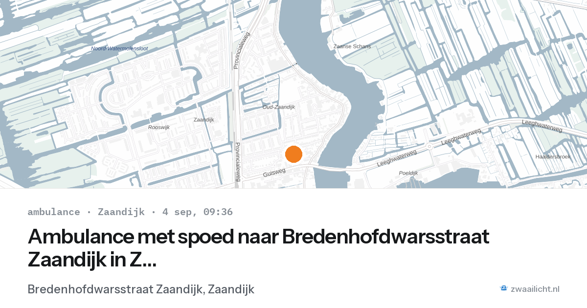 Ambulance met spoed naar Bredenhofdwarsstraat Zaandijk in Zaandijk — 4 sep 2026