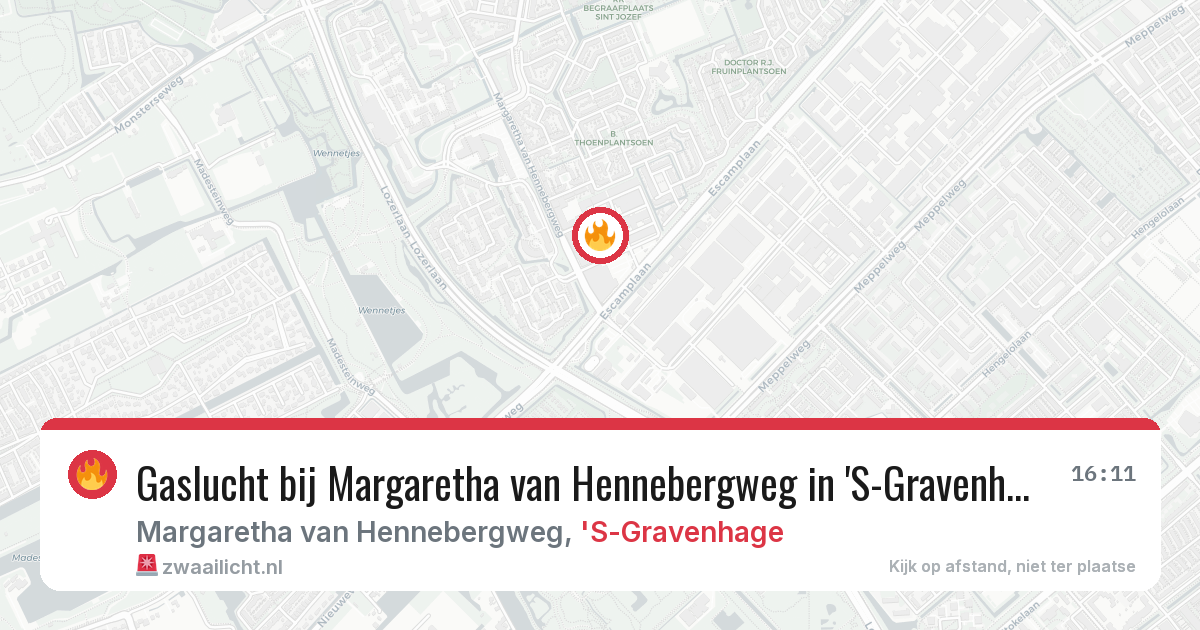 Gaslucht bij Margaretha van Hennebergweg in 'S-Gravenhage — 9 jun 2026