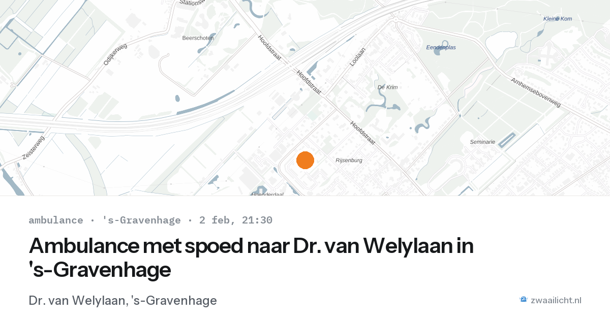 Ambulance met spoed naar Dr. van Welylaan in 's-Gravenhage — 2 feb 2026